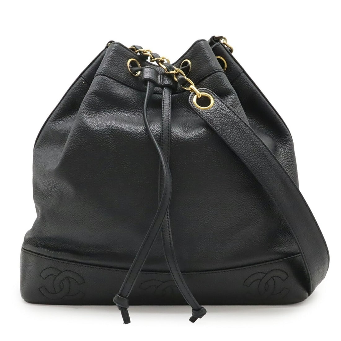 CHANEL Chanel Coco Mark Triple Shoulder Bag Chain Caviar Leather Black (1 of 10)