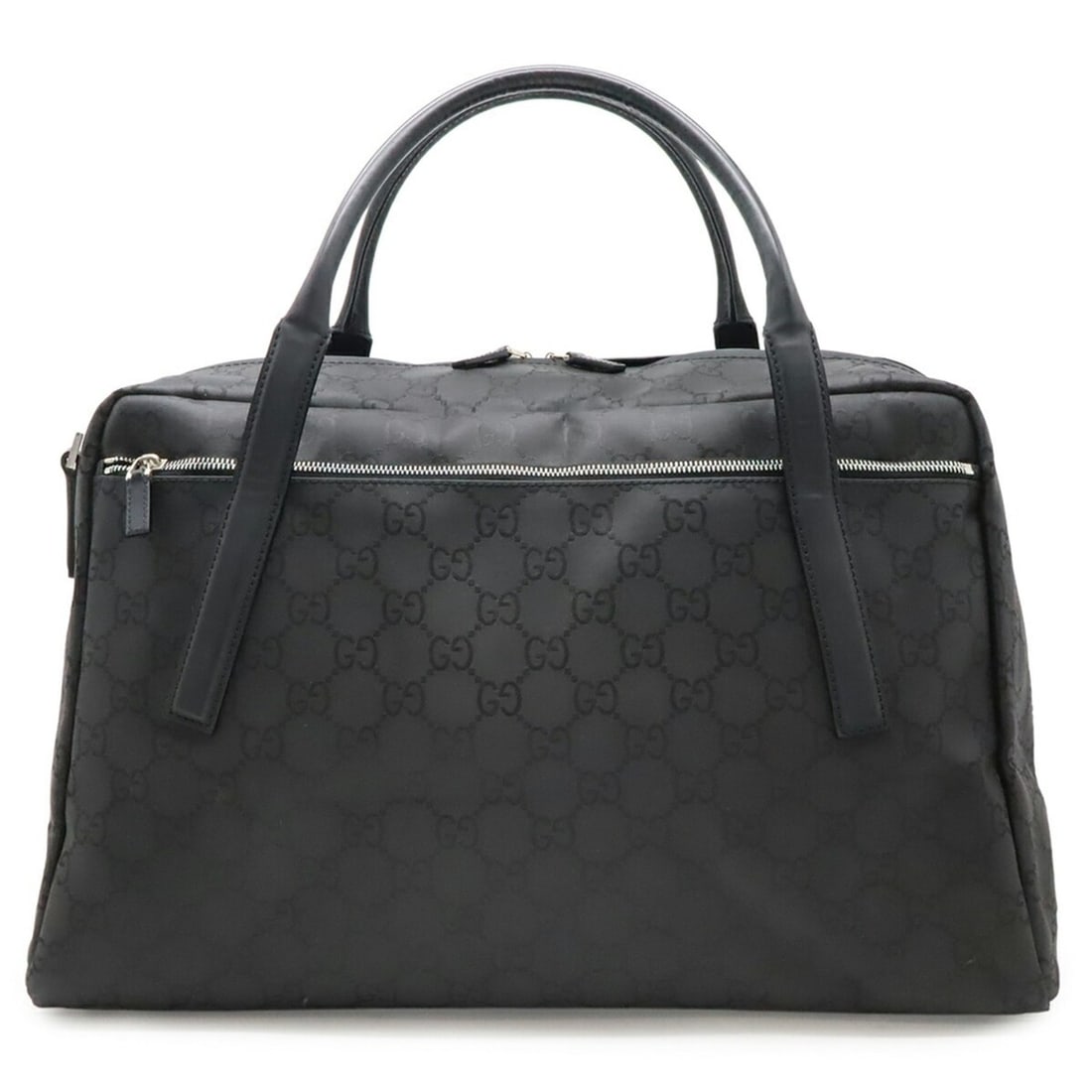 GUCCI GG Nylon Boston Bag, Travel Shoulder Black Leather (1 of 14)