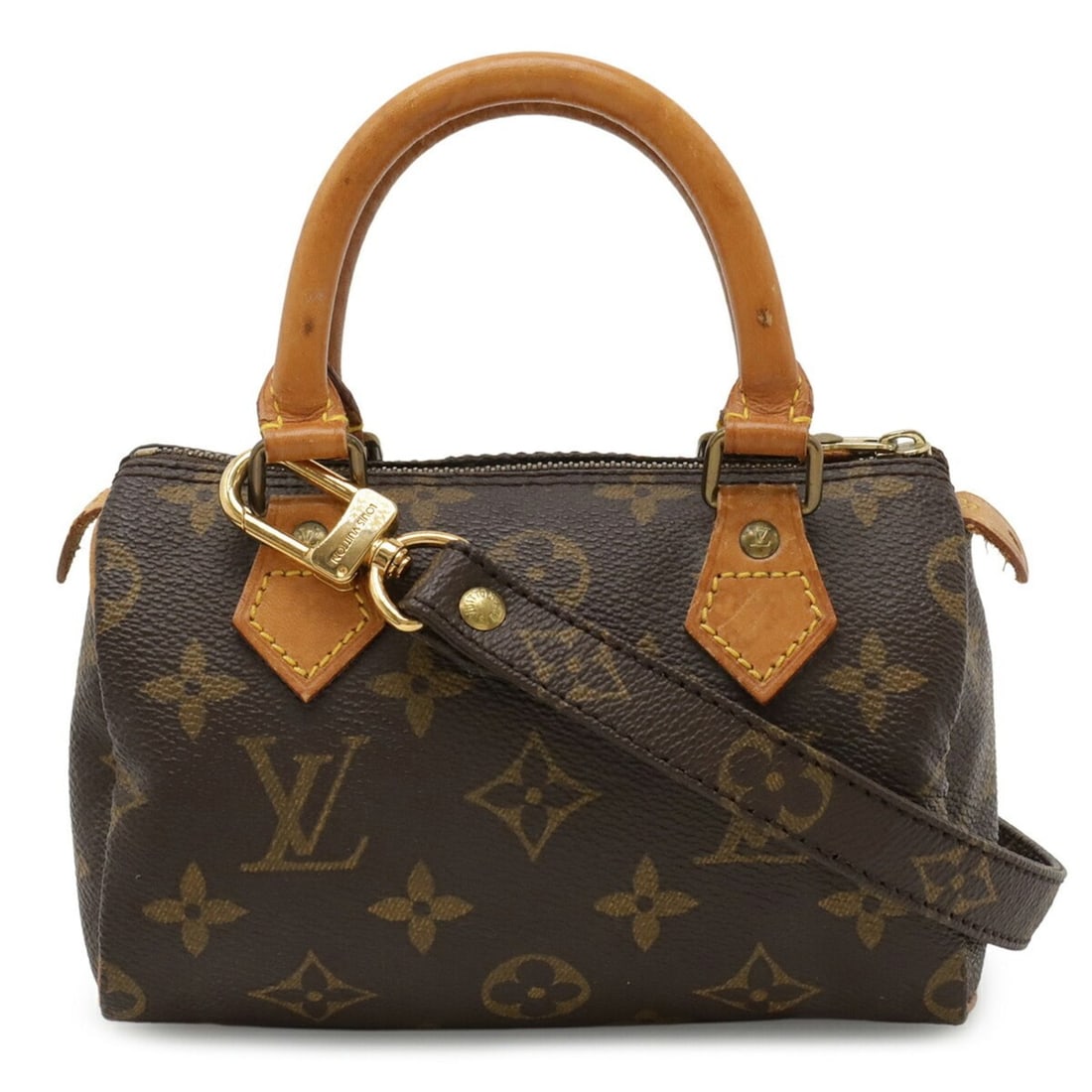 LOUIS VUITTON Louis Vuitton Monogram Mini Speedy Handbag Pouch Shoulder Bag M41534 (1 of 14)
