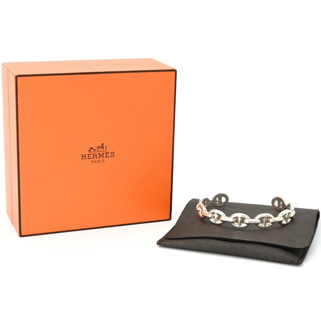 HERMES Chaine d'Ancre Enchainée Bangle Bracelet for Women, Silver SV925 #15 SH (1 of 16)