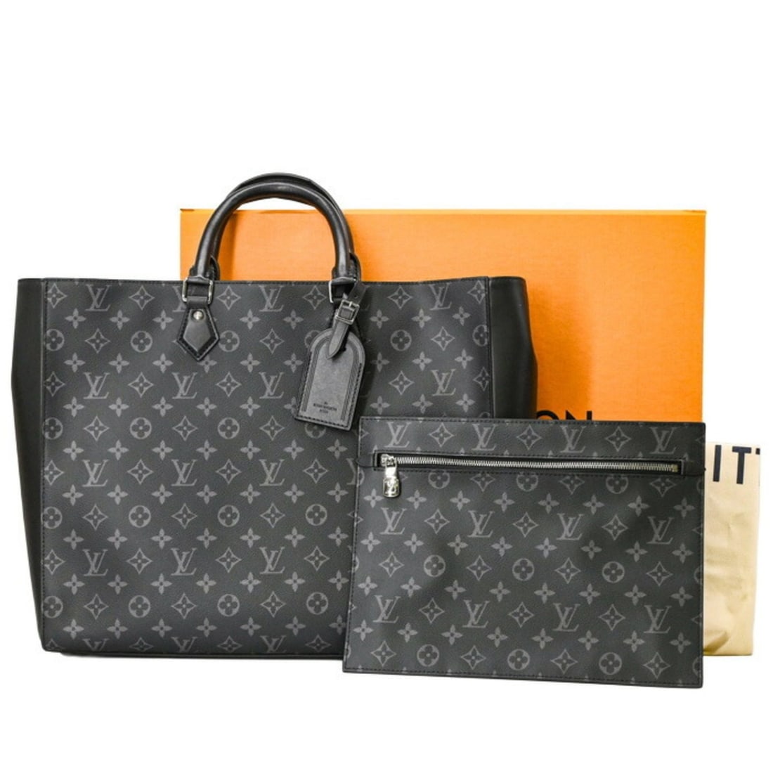 LOUIS VUITTON Grand Sac Monogram Eclipse Tote Bag Handbag M44733 (1 of 16)