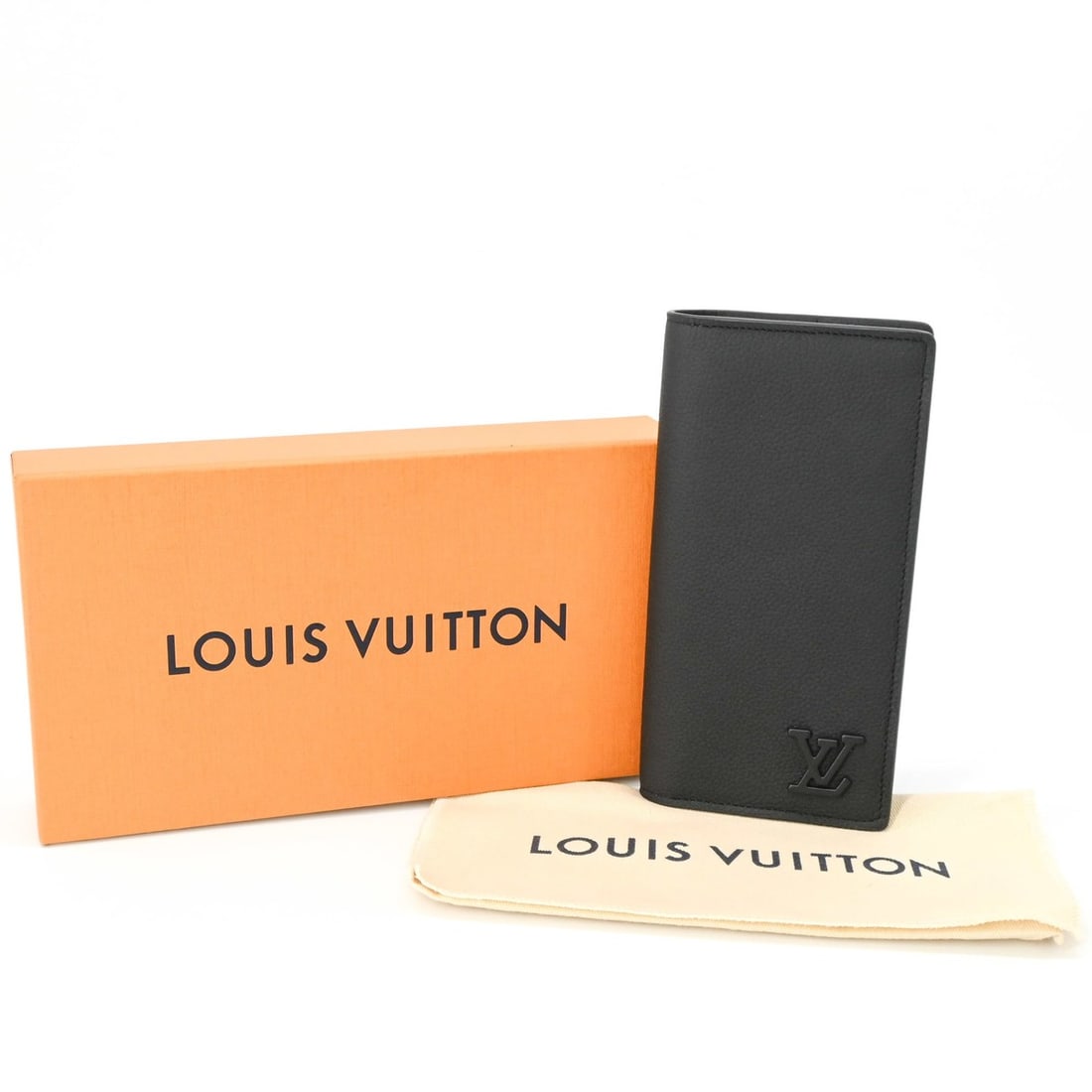 LOUIS VUITTON Louis Vuitton Aerogram Portefeuille Brazza Bi-fold Long Wallet for Men, Black Leather, (1 of 12)