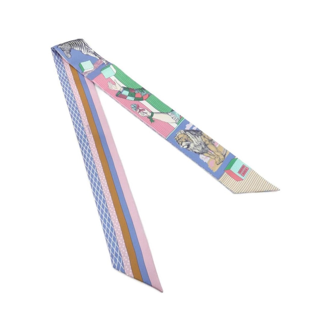 Hermes GRAND THEATRE NOUVEAU Twilly 063761S Scarf/Muffler: --- Catalog ---Category: SizeSize (LxW): 86cm x 5cm / 33.85'' x 1.96''Category: DesignType: ScarfColor: BlueGender: WomenMaterial: Silk Category: GeneralLine: TwillyBrand: Hermes--- Item List