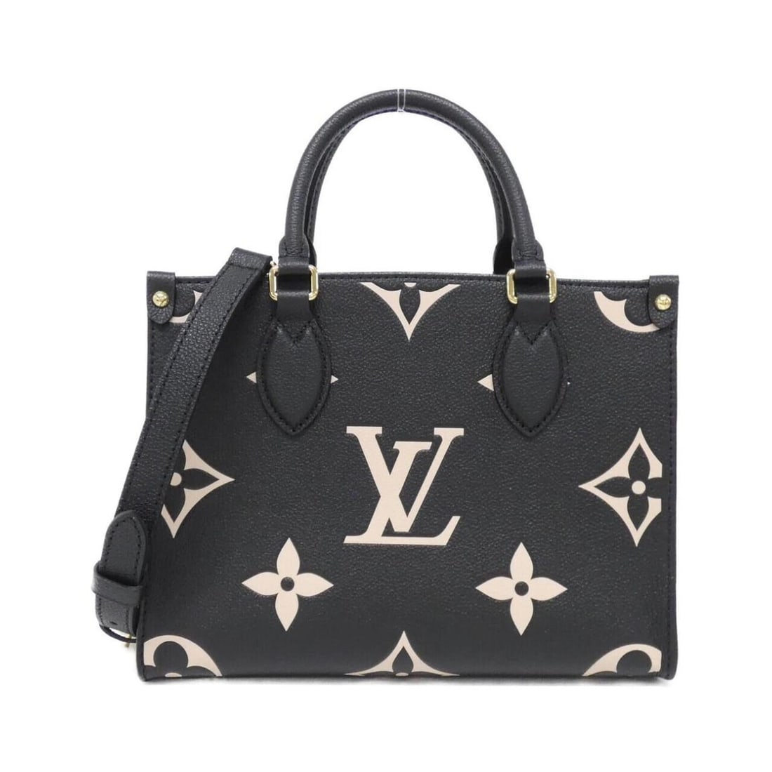Louis Vuitton Bicolor Monogram Empreinte OnTheGo PM M45659 Handbag: --- Catalog ---Category: SizeSize (HxWxD): 19cm x 25cm x 11cm / 7.48'' x 9.84'' x 4.33''Category: DesignType: HandbagColor: Beige, BlackGender: WomenMaterial: Leather Hardware Color: GoldLeather/Fur T