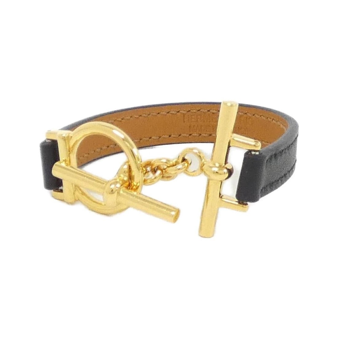 Hermes Hermès Croisière 500301FC Bracelet: --- Catalog ---Category: SizeLength: 15cm / 5.9''Category: DesignType: Charm braceletColor: Black, GoldGender: Men,WomenMaterial: Swift leatherCategory: GeneralMPN: 500301FCBrand: Hermes--- Item List