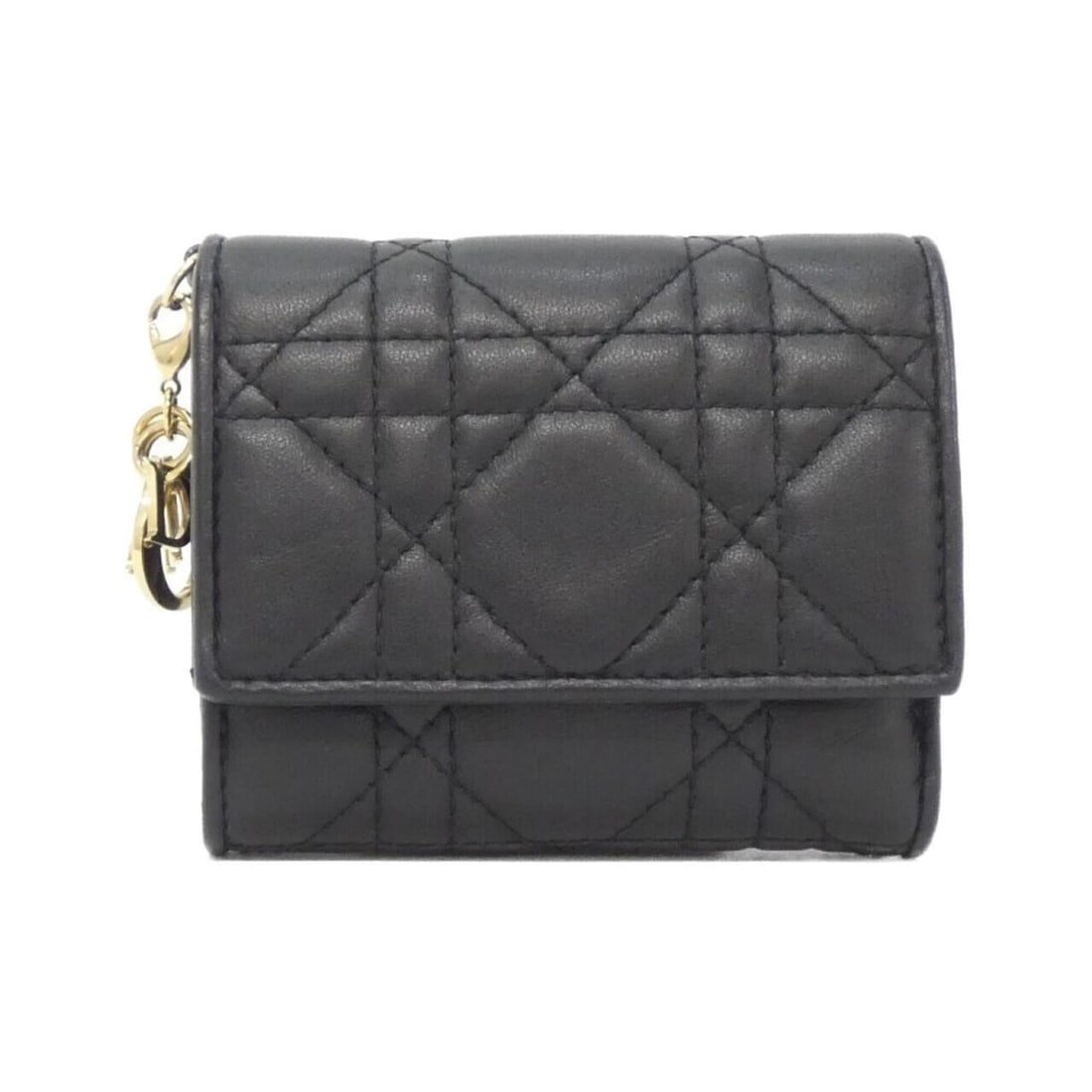Christian Dior Lady Lotus Wallet S0181ONMJ: --- Catalog ---Category: SizeSize (HxWxD): 9cm x 10cm x 3cm / 3.54'' x 3.93'' x 1.18''Category: DesignType: Wallet (tri-fold)Color: BlackGender: Women,MenMaterial: Leather Leather/Fur Type: Lamb