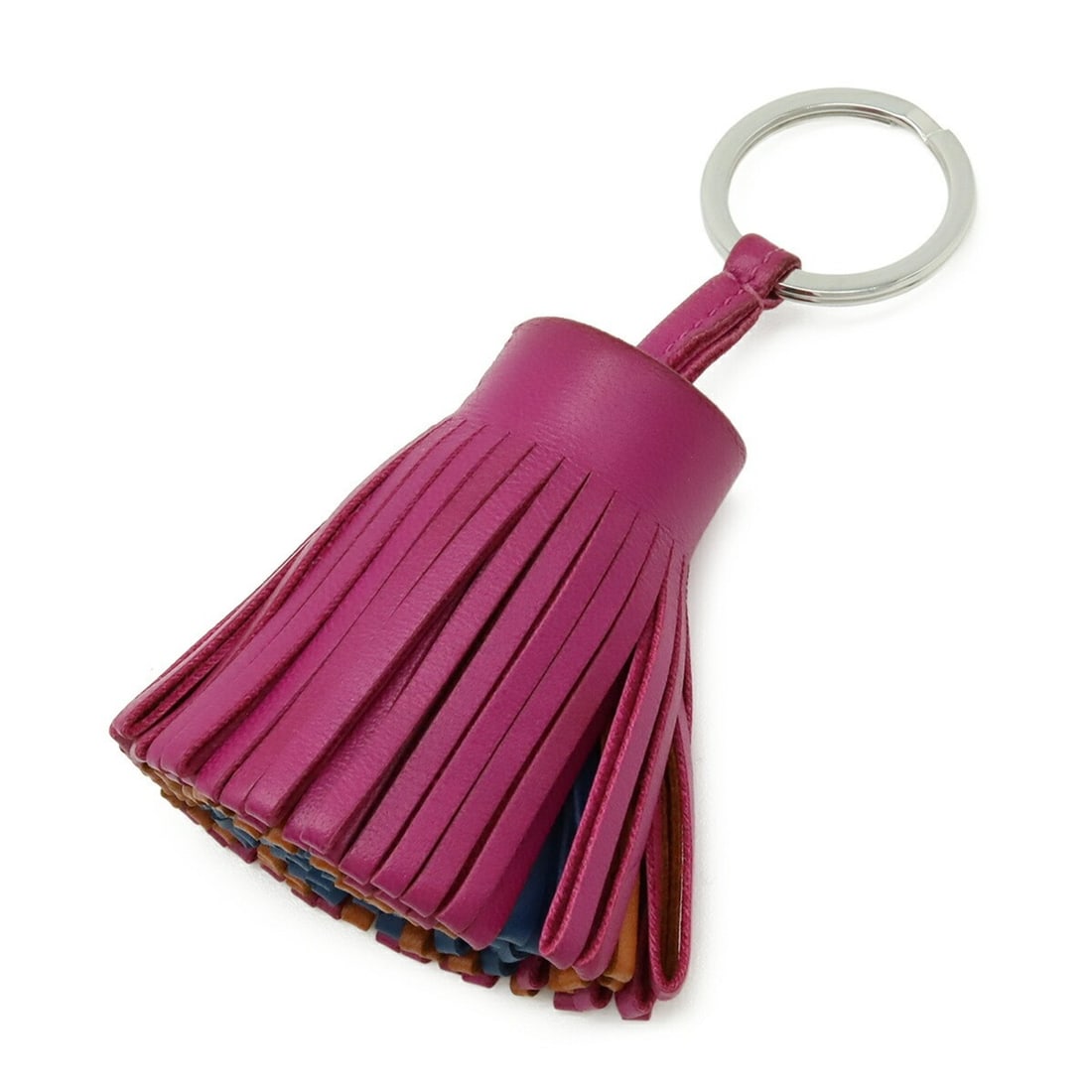 HERMES Carmen Keyring Keychain Tassel Charm Agneau Milo Leather Rose Purple Pain d'épices Bleu de (1 of 14)