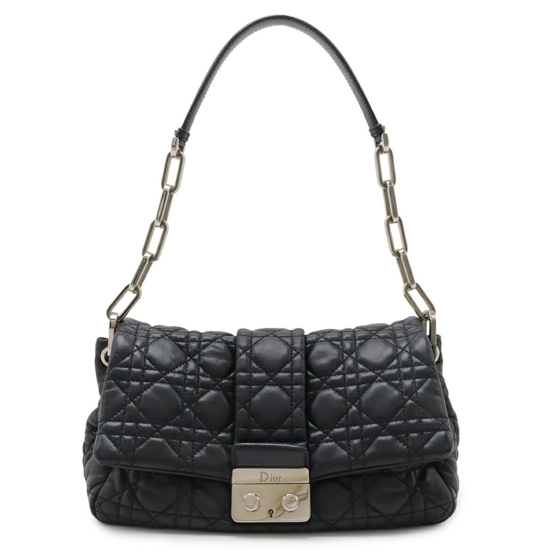 Christian Dior New Rock Cannage Chain Shoulder Bag, Leather, Black: --- Catalog ---Category: SizeSize (HxWxD): 17.5cm x 25cm x 11.5cm / 6.88'' x 9.84'' x 4.52''Category: DesignType: Shoulder bagColor: BlackGender: WomenMaterial: Leather Category: GeneralBrand: Christi