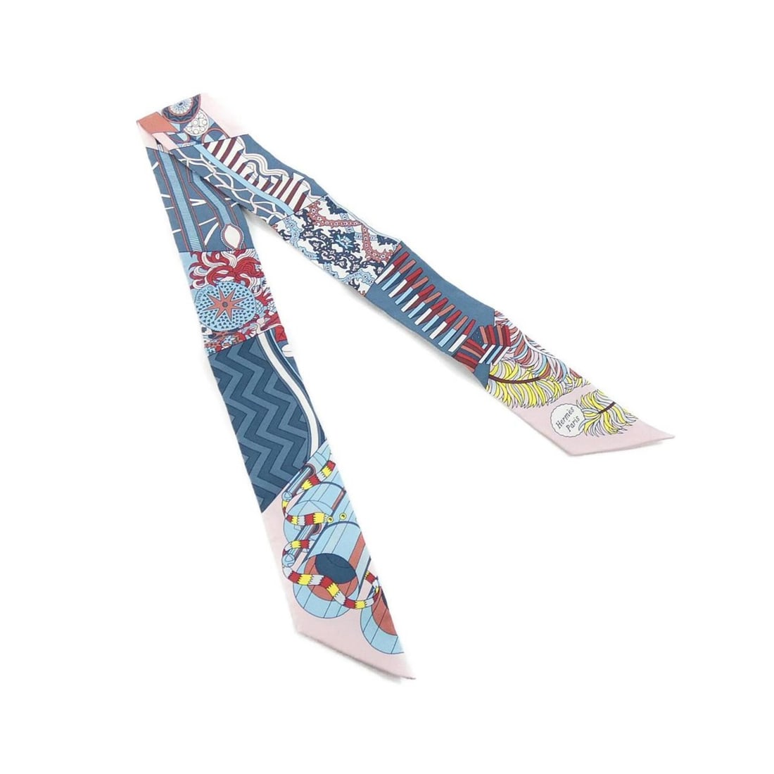 Hermes DE L'OMBRELLE AUX DUELX Twilly 063464S Scarf Muffler: --- Catalog ---Category: SizeSize (LxW): 5cm x 86cm / 1.96'' x 33.85''Category: DesignType: ScarfColor: BlueGender: Men,WomenMaterial: Silk Category: GeneralMPN: 063464SBrand: Hermes--- Item List