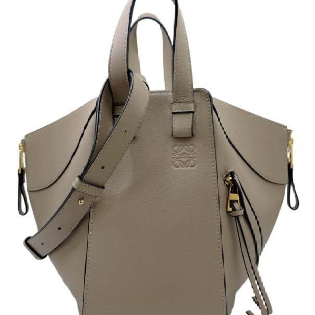 LOEWE Hammock Small Leather Shoulder Bag (Grey Beige) - Women's Handbag (1 of 13)
