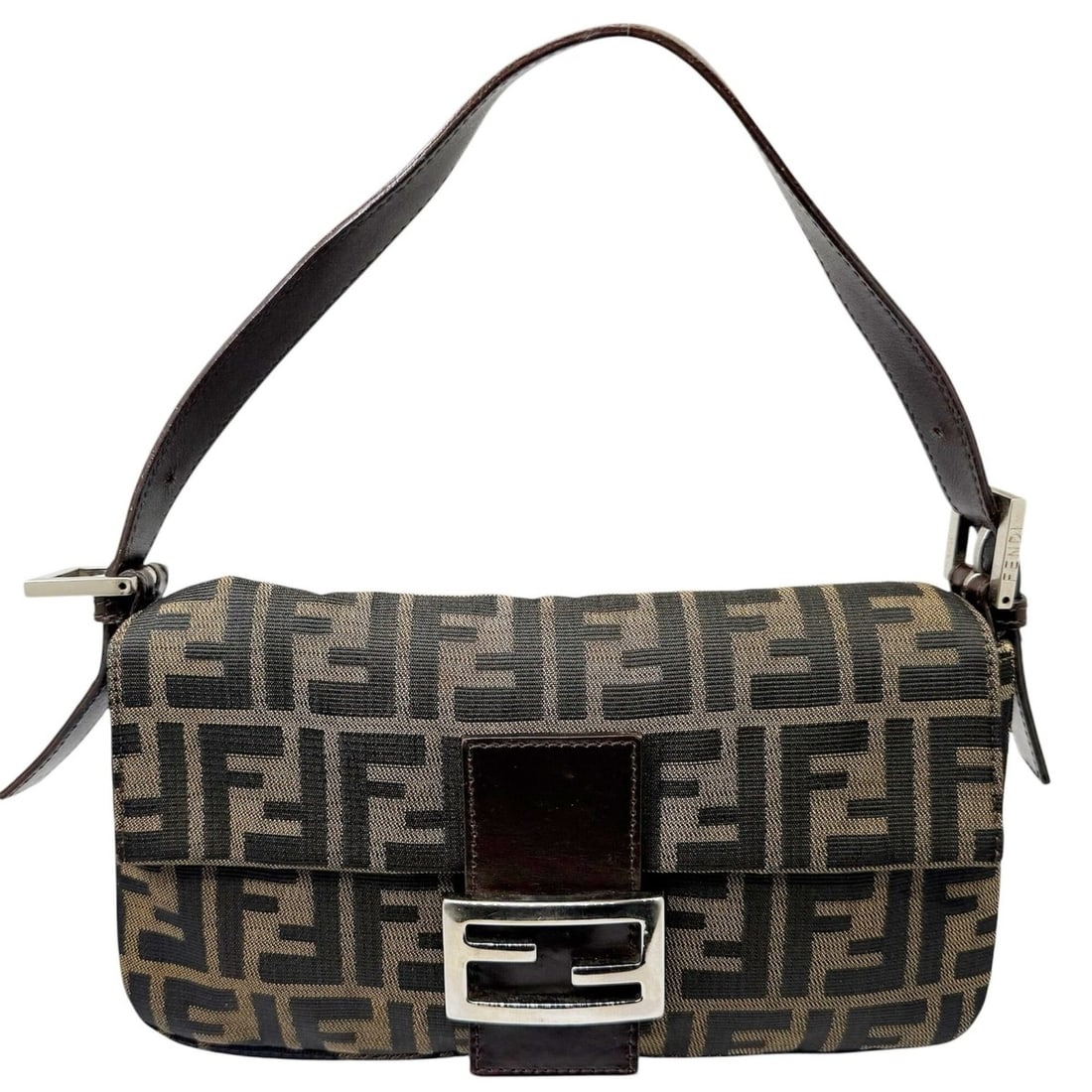 FENDI Zucca Mamma Bucket Canvas Leather Brown Handbag Pouch for Women (1 of 16)
