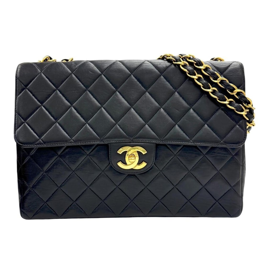 CHANEL Chanel Large Matelassé 30 Chain Shoulder Bag, Double Chain, Lambskin, Black, Women's (1 of 15)
