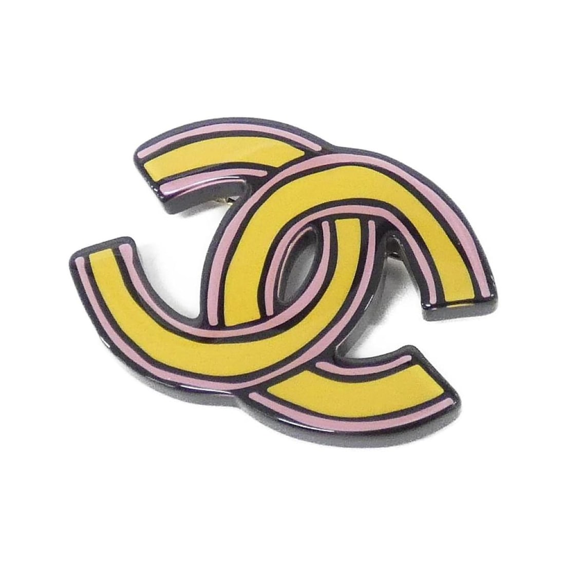 Chanel brooch: --- Catalog ---Category: SizeSize (HxWxD): 3.5cm x 5cm / 1.37'' x 1.96''Category: DesignType: BroochColor: Black, Pink, YellowGender: WomenCategory: GeneralBrand: Chanel--- Item List ---Section: Condi