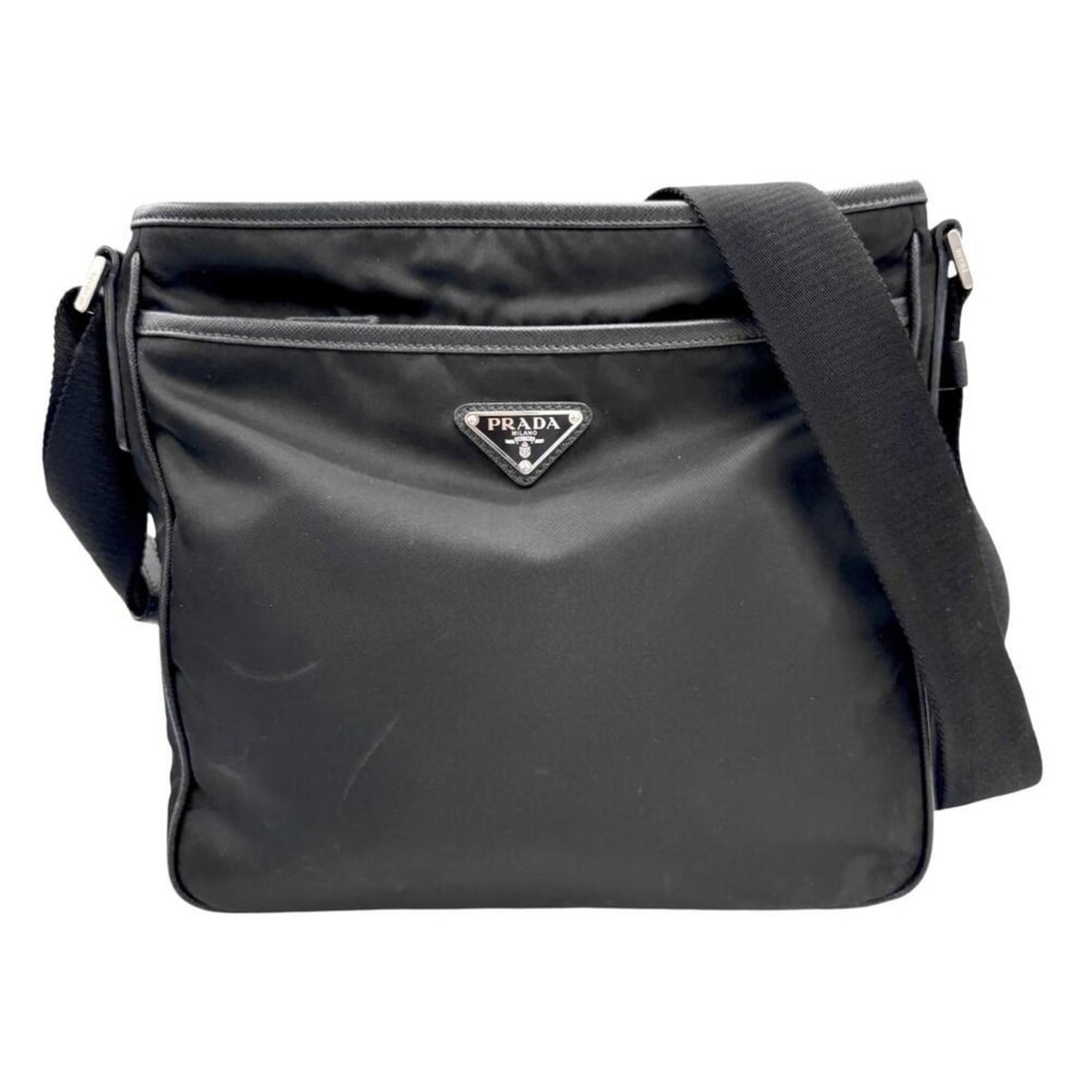 PRADA Prada Shoulder Bag 2VH797 Nylon Leather Black Triangle Logo Men's (1 of 14)
