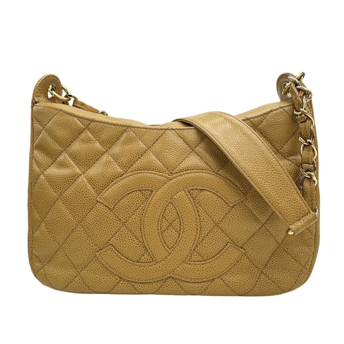 CHANEL Chain Shoulder Bag, Caviar Leather, Beige, Coco Mark (1 of 12)