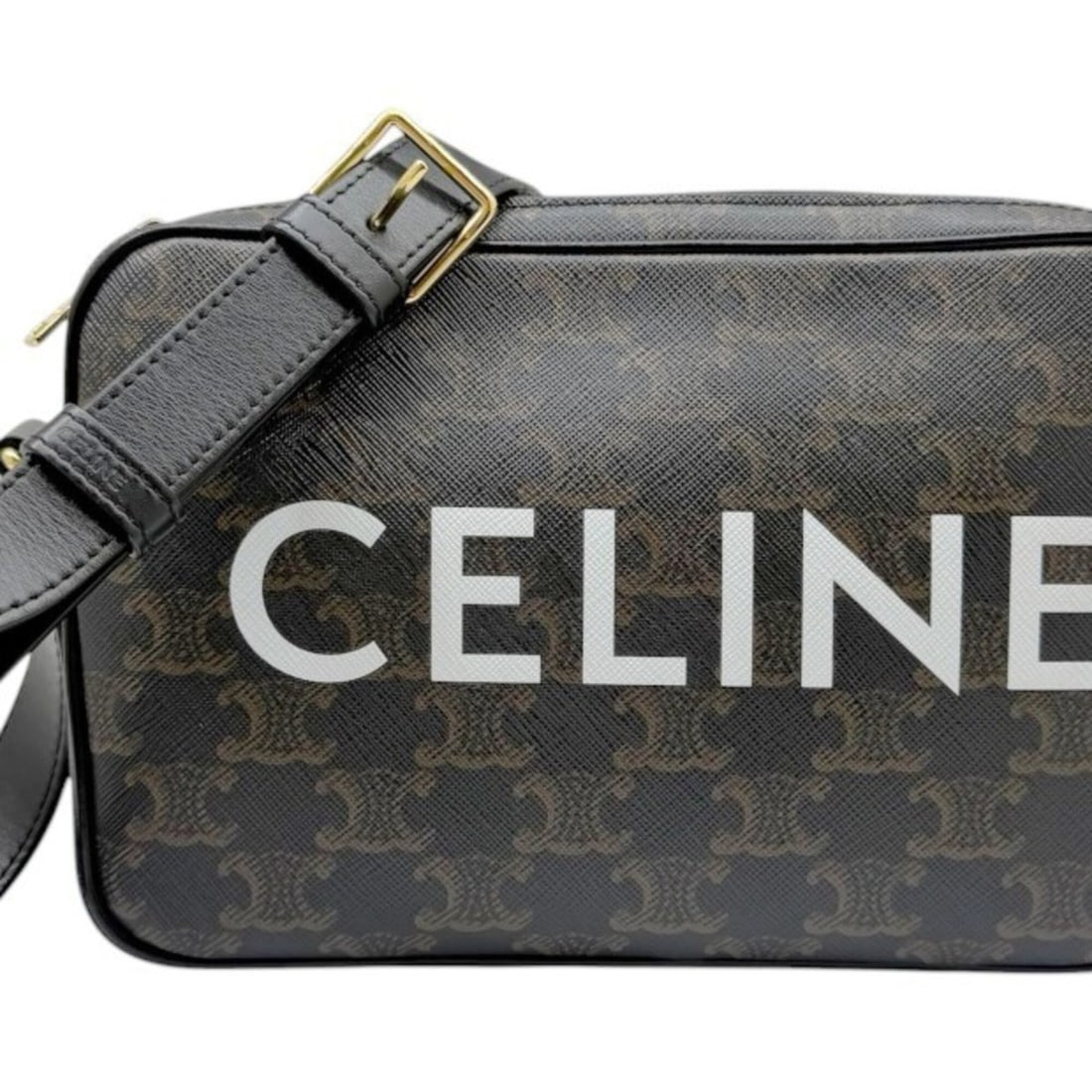 CELINE Triomphe Medium Canvas Calfskin Brown Shoulder Bag (Women's/Men's) (1 of 14)