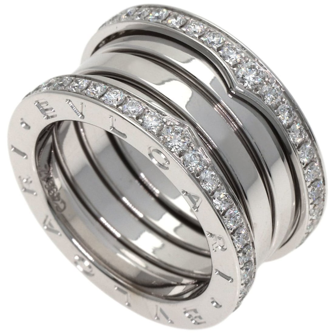 Bvlgari Bulgari B-zero1 4-band diamond ring, size #50, 18K white gold, women's. (1 of 10)