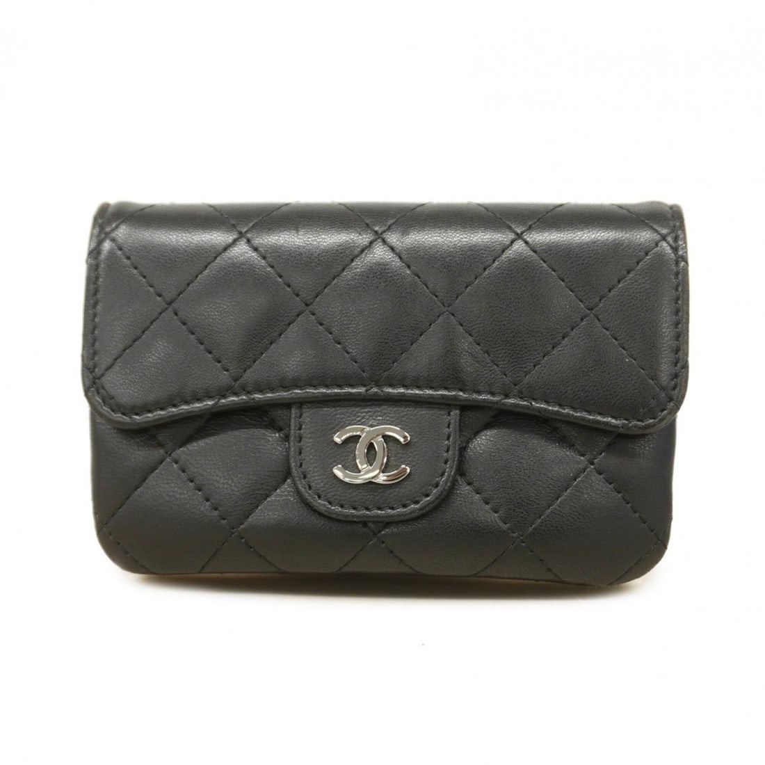Chanel Matelassé Lambskin Wallet/Coin Case, Black, Women's (1 of 16)
