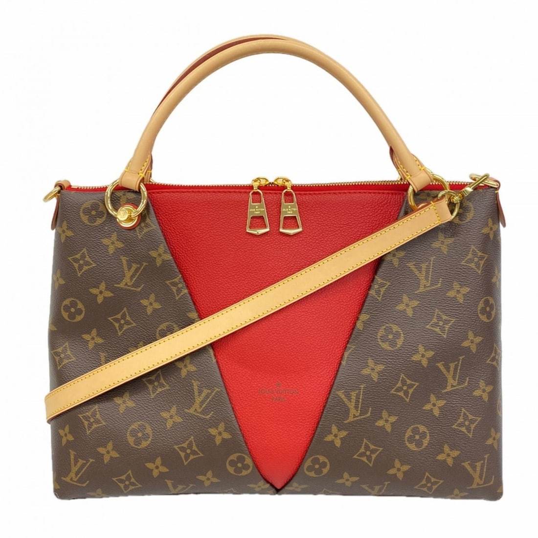 Louis Vuitton Monogram V Tote MM Handbag M43957 Brown Cerise 2-way bag for women (1 of 18)