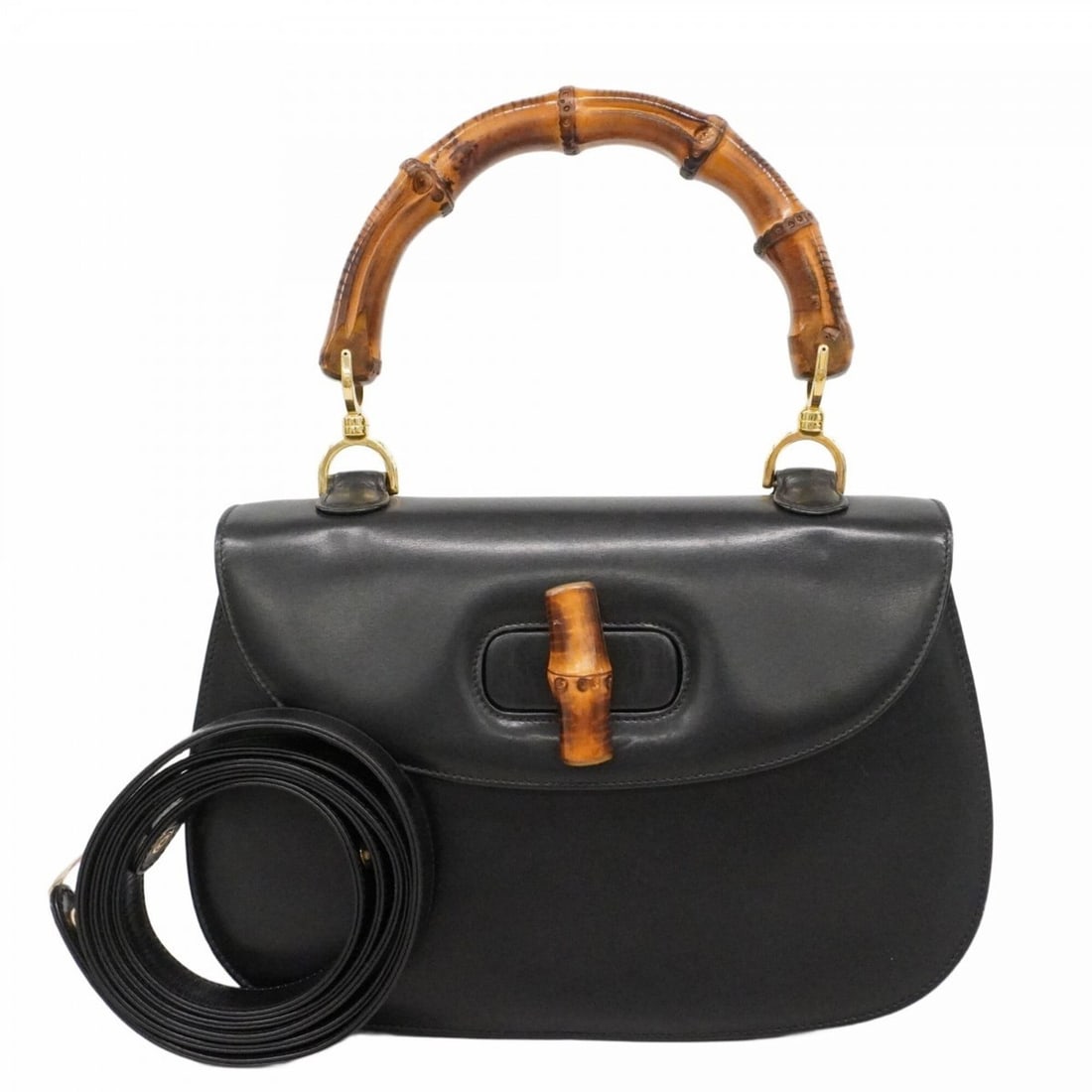 Gucci Bamboo Handbag 000 01 0688 Leather Black 2-way Bag for Women (1 of 15)