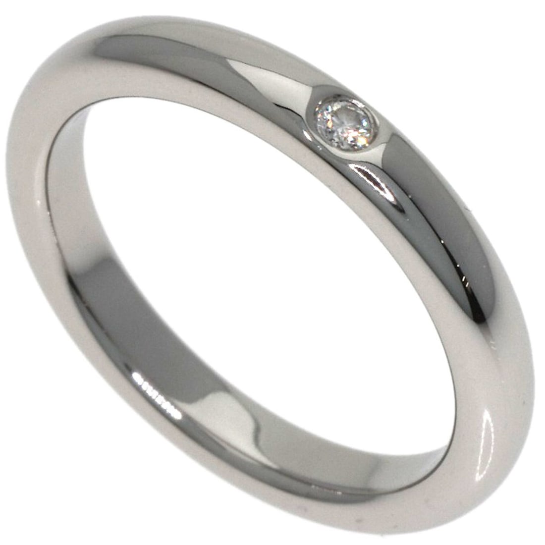 Tiffany & Co. Stacking Band 1P Diamond Ring, Platinum PT950, Women's. (1 of 16)