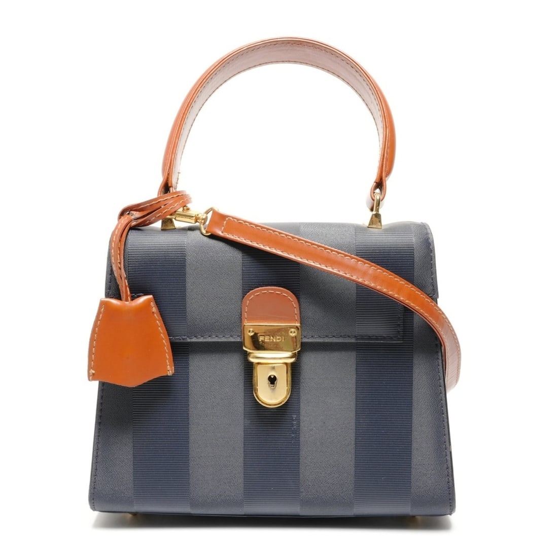 Fendi Pequin 2-way handbag, navy (1 of 15)