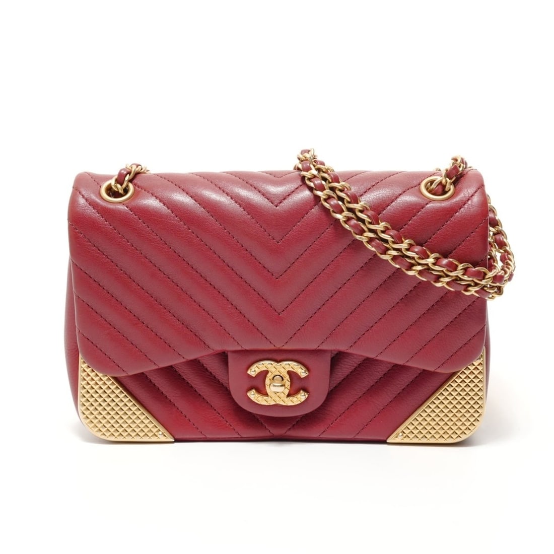Chanel V-stitch Chevron Shoulder Bag, Red (1 of 18)