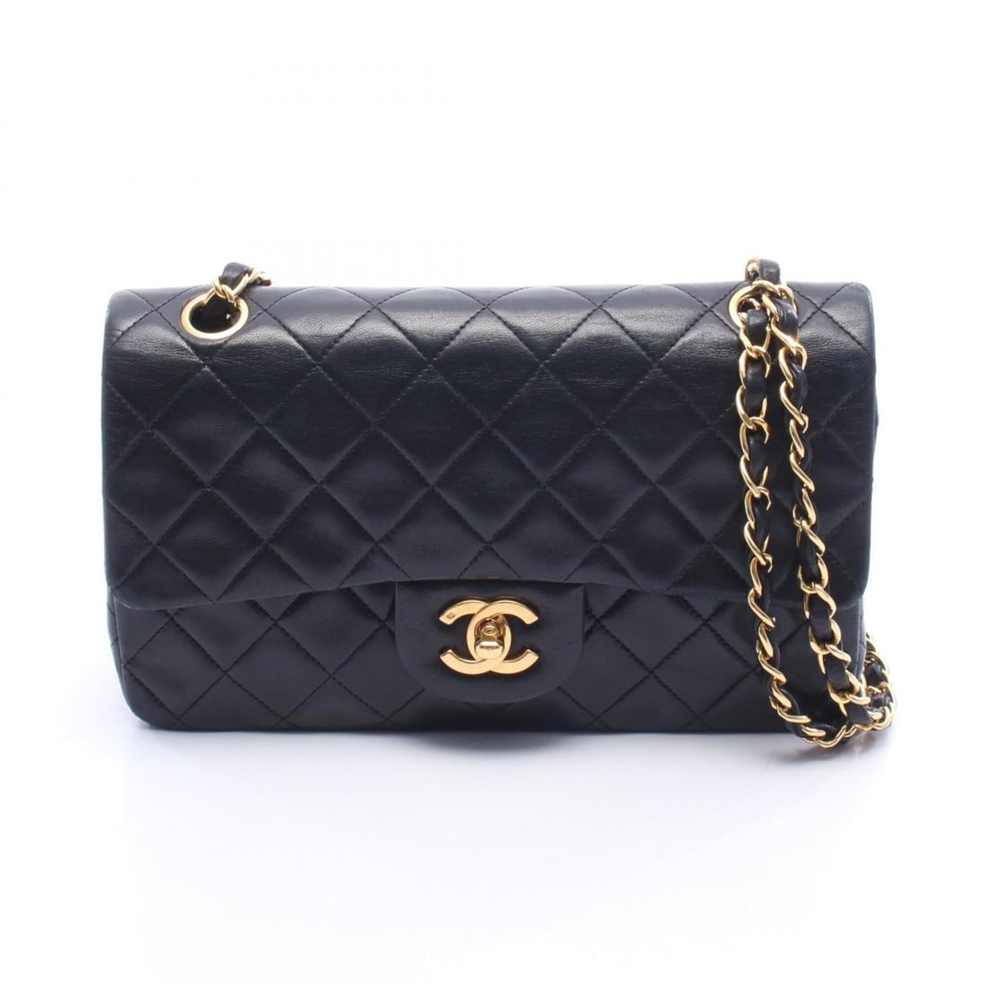 Chanel Matelassé Double Flap Shoulder Bag/Handbag, Lambskin Leather, Women's, Black: --- Catalog ---Category: SizeSize (HxWxD): 14cm x 23cm x 6cm / 5.51'' x 9.05'' x 2.36''Category: DesignType: Handbag, Shoulder bagColor: BlackGender: WomenMaterial: Leather Hardware Color: