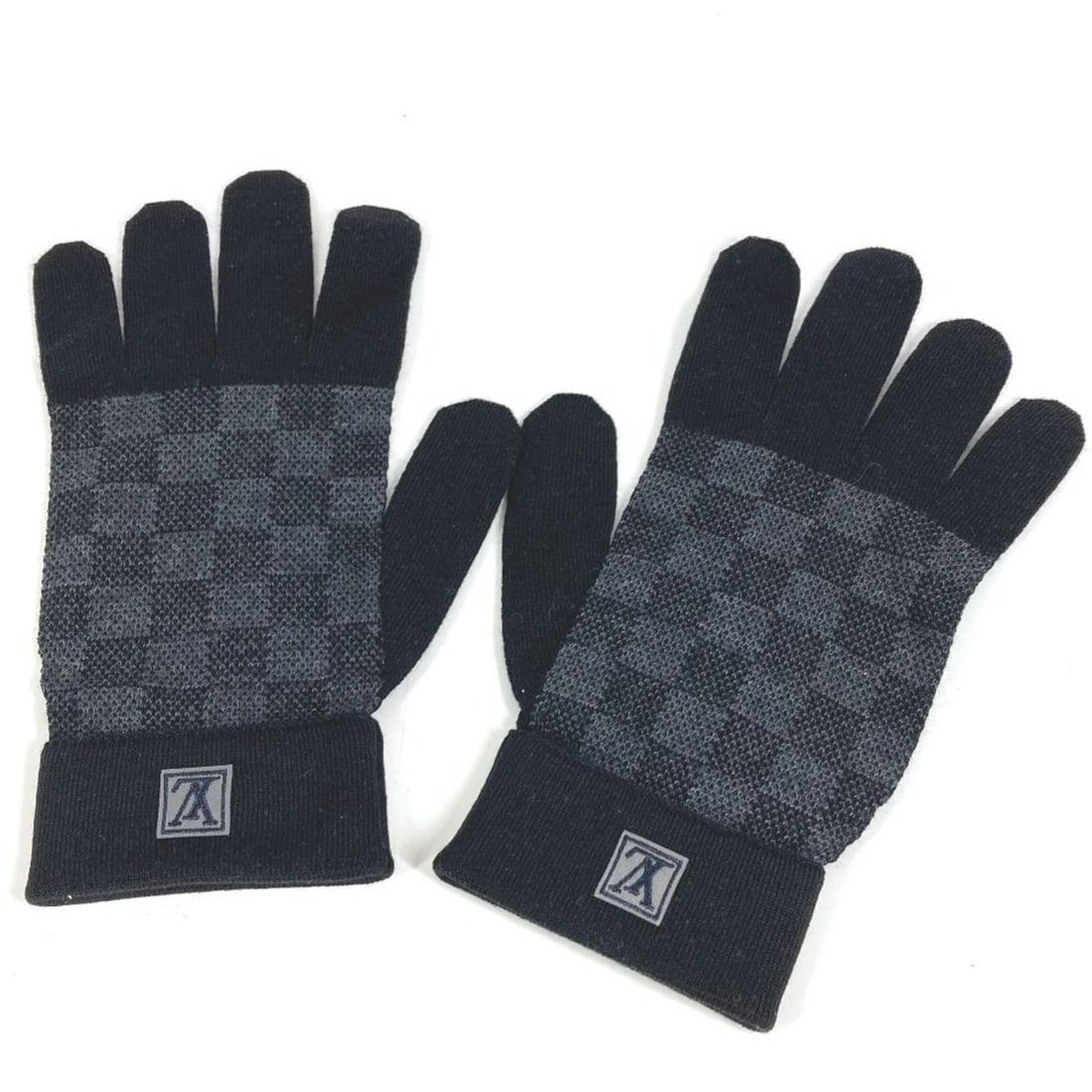 LOUIS VUITTON M70006 Damier Graphite Gon Petit Gloves, Wool and Polyurethane, Men's, Black (1 of 8)