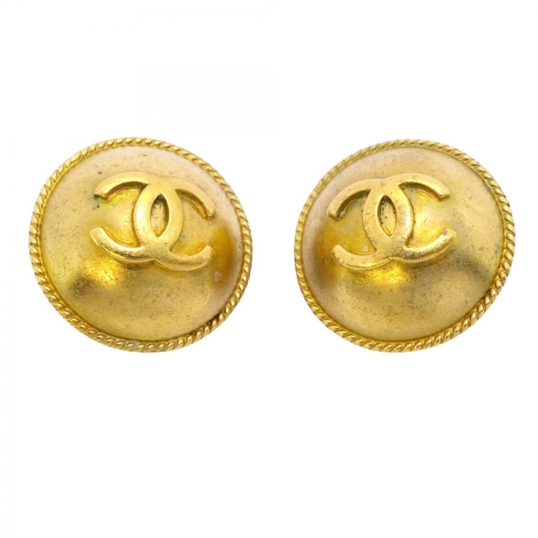 Chanel Earrings, Coco Mark Circle, GP Plated Gold, Women's (1 of 9)