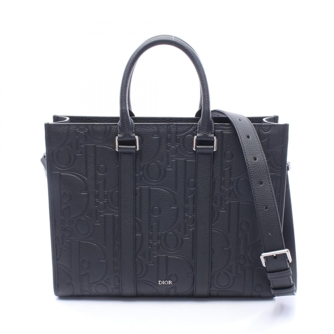 Christian Dior Dior Gravity East-West Medium 2-Way Tote Bag/Handbag, Leather, Men's, Black (1 of 5)