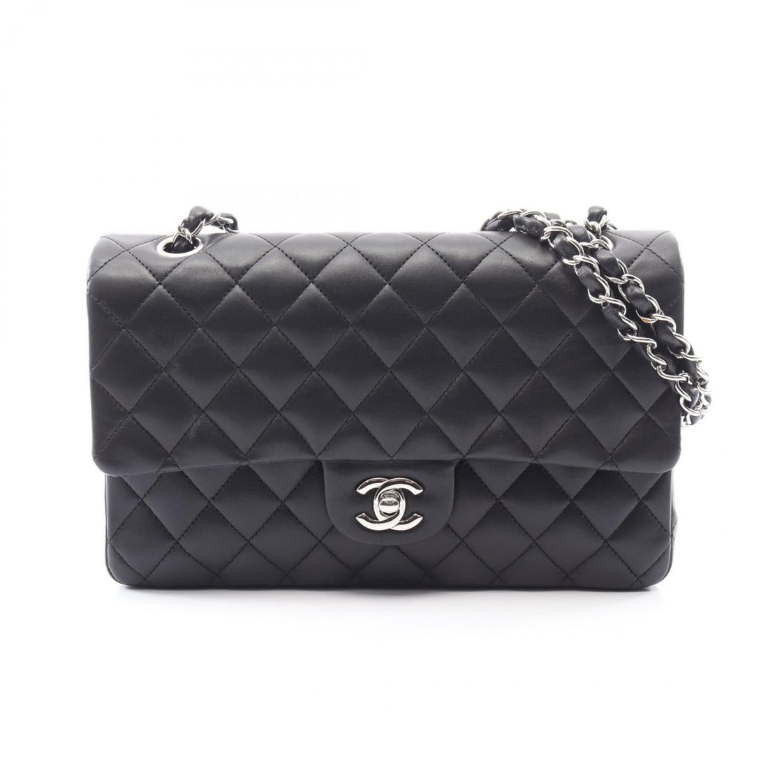 Chanel Matelassé Double Flap Shoulder Bag/Handbag, Lambskin Leather, Women's, Black (1 of 12)