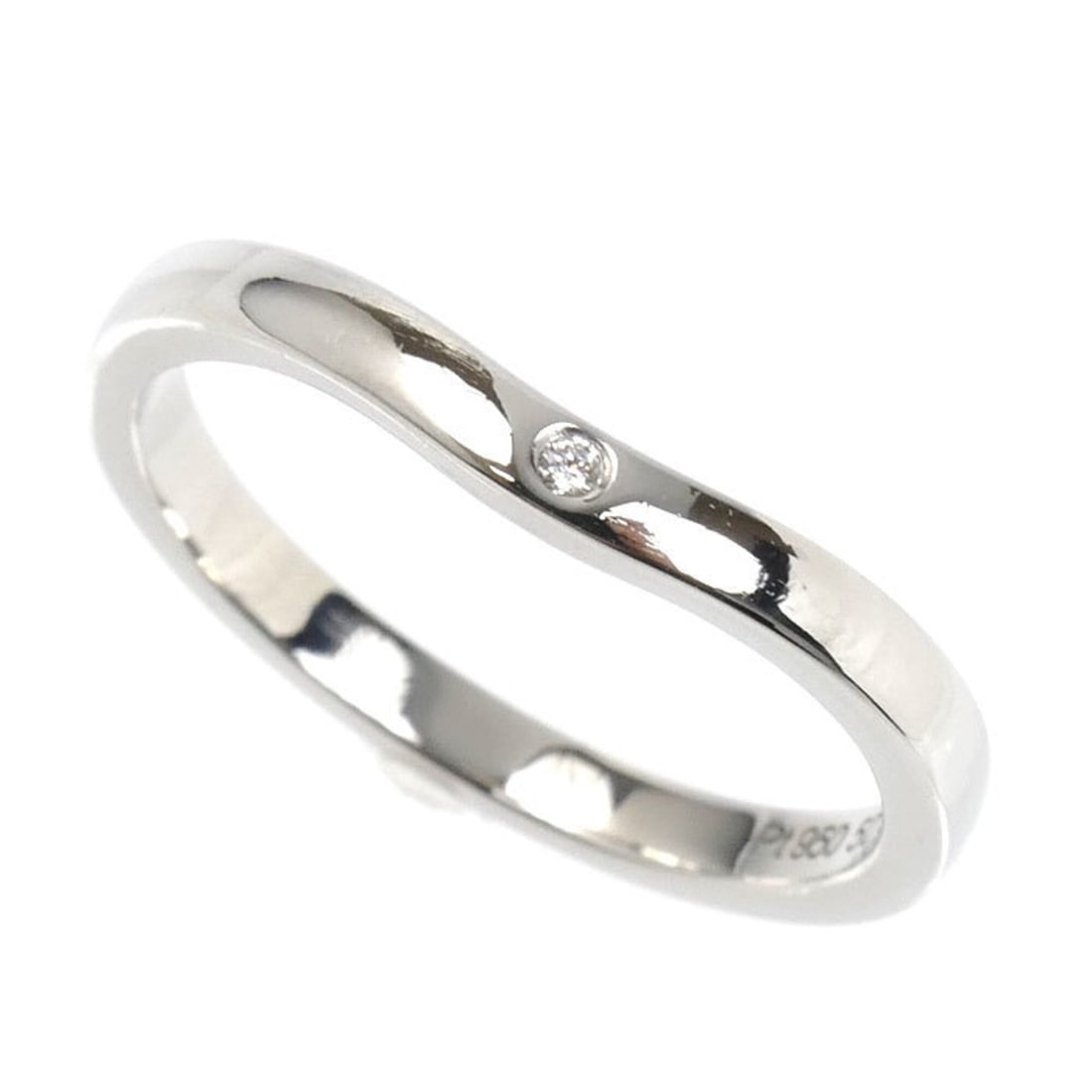 CARTIER Pt950 Platinum Ballerina Curve Wedding Ring with 3 Diamonds (B4092950) - 50 Diamonds, 3.3g (1 of 8)
