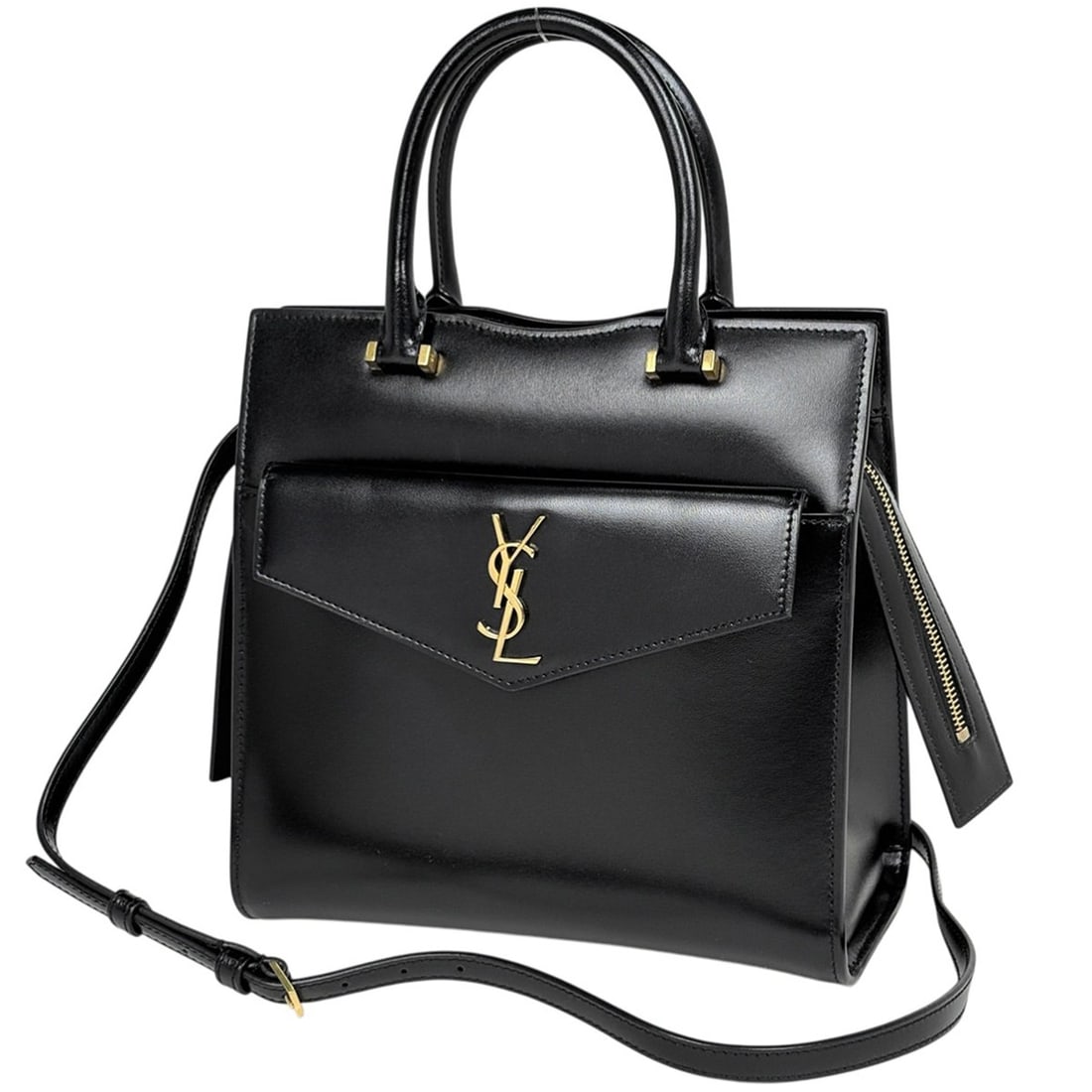 Yves Saint Laurent Uptown Handbag 2-Way Shoulder Bag YSL Leather Black 561203 Women's (1 of 9)