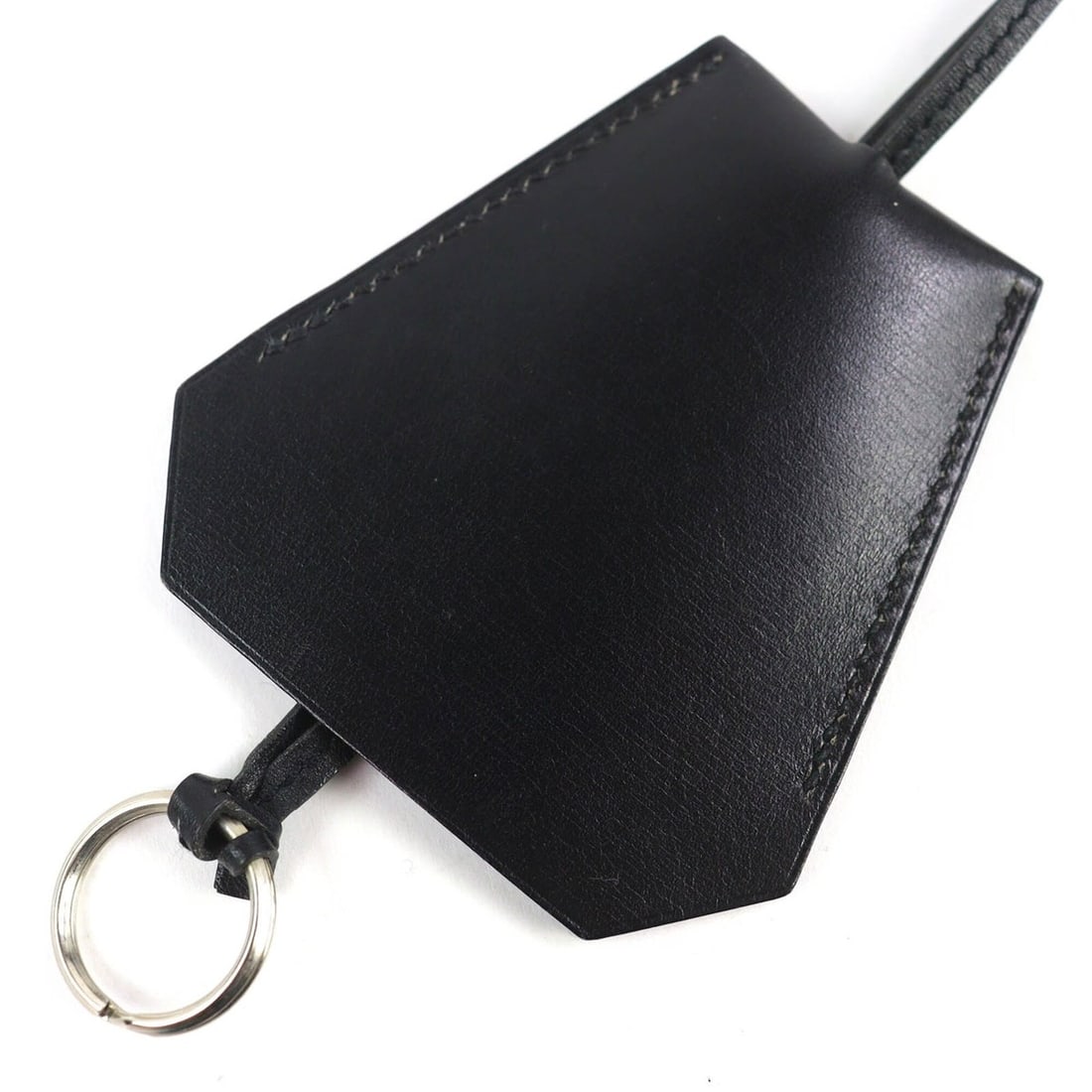 HERMES Vintage Margiela Era Clochette Leather Necklace, Black with Silver Hardware, ?B Stamp, (1 of 8)