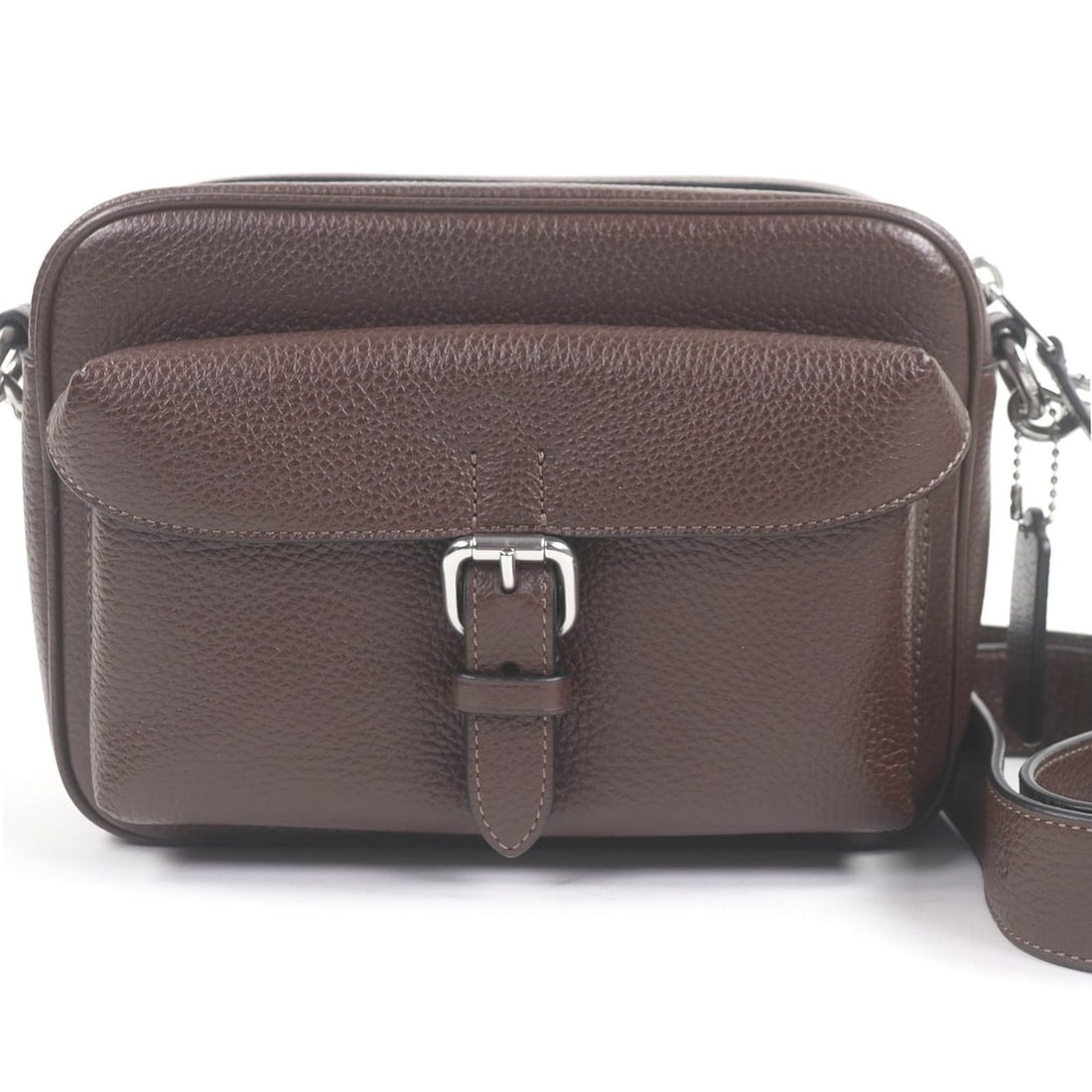 COACH CW218 Warner Crossbody Bag, Refined Pebble Leather Shoulder Brown, with Dust Men's (1 of 13)