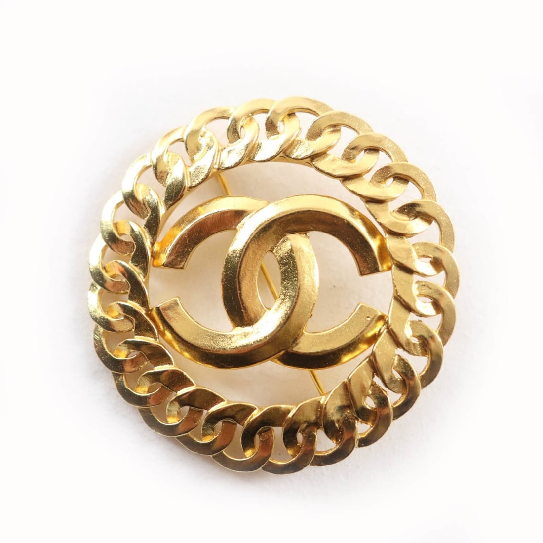 CHANEL Vintage 96P Coco Mark Chain Design Brooch, Gold, Made in France, Women's Accessory (1 of 6)