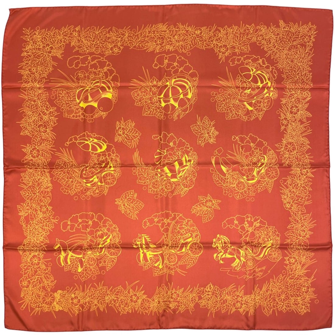 Hermes Carre 90 "De La Citrouille a la caleche" (From Pumpkin to Carriage) Silk Scarf/Shawl, (1 of 6)