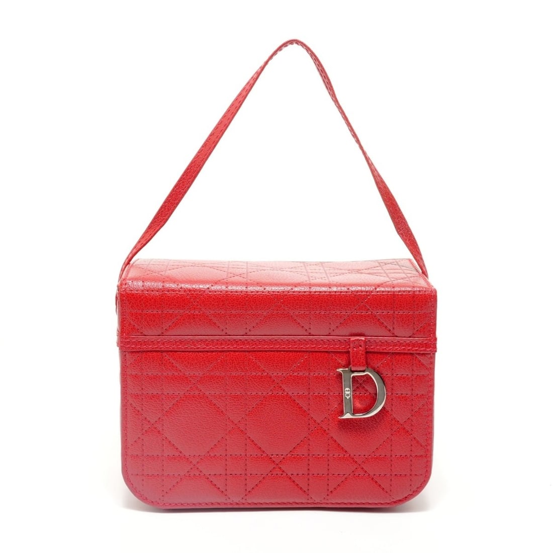 Christian Dior Cannage Vanity Handbag, Red: --- Catalog ---Category: SizeHandle Drop: 12.00cm / 4.72''Size (HxWxD): 12cm x 16cm x 8cm / 4.72'' x 6.29'' x 3.14''Category: DesignType: HandbagColor: Red colorGender: WomenCategory: GeneralBrand: