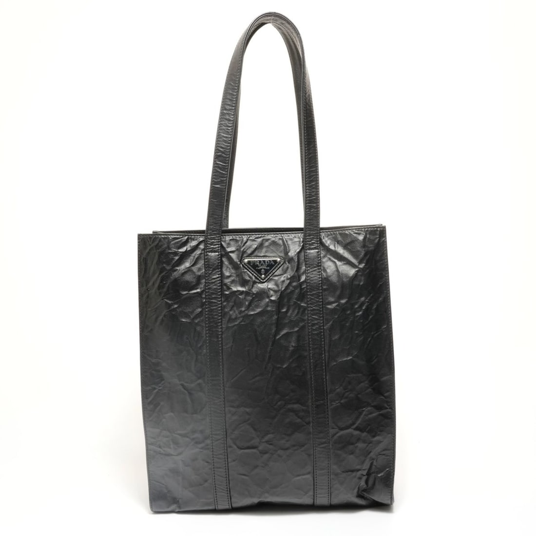 Prada PRADA wrinkled antique nappa leather shoulder bag, black (1 of 13)
