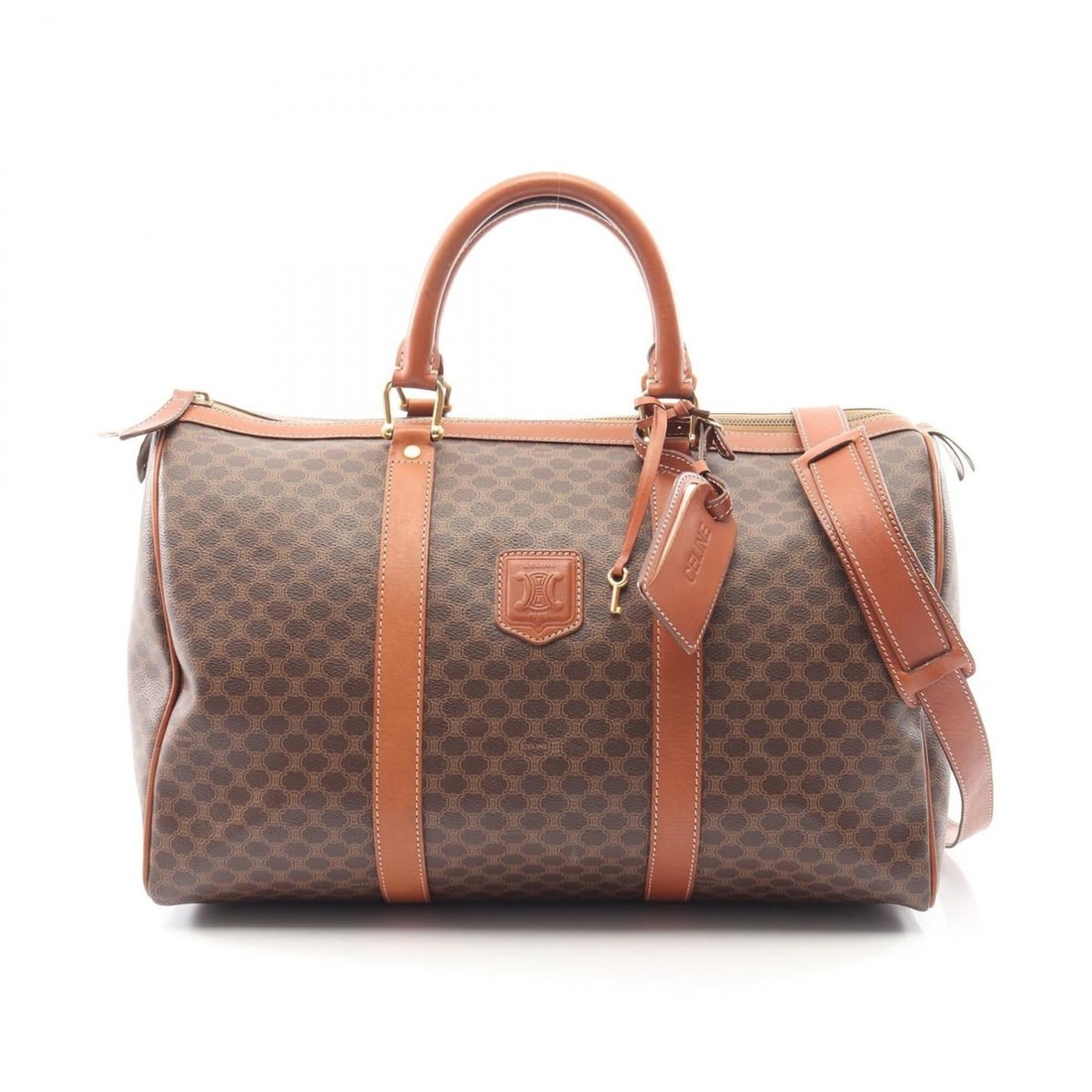 Celine Macadam 2-Way Boston Bag/Handbag, Coated Canvas and Leather, Women's, Brown (1 of 12)