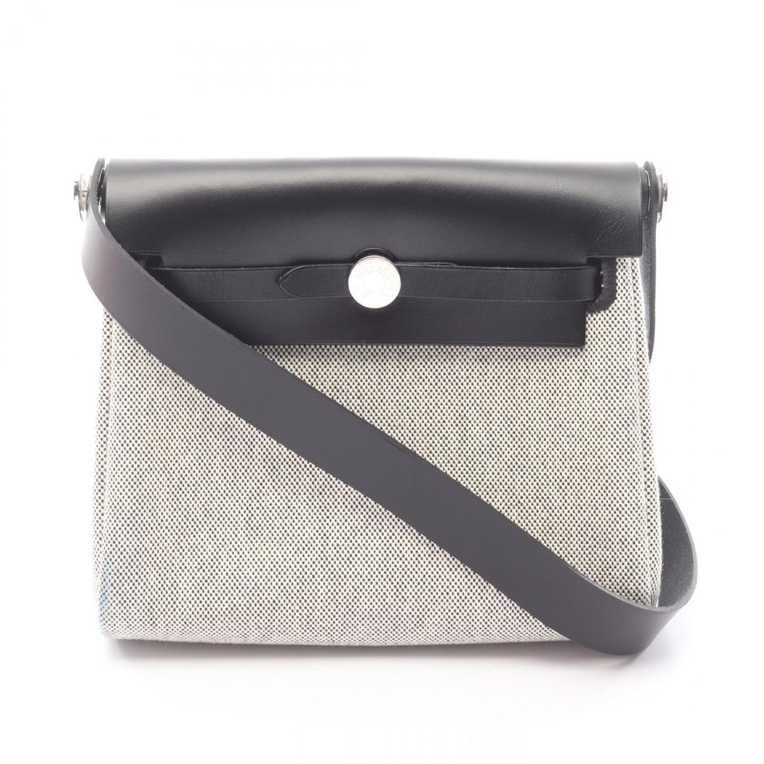 Hermes Herbag Zip Mini Shoulder Bag Handbag Canvas Leather Toile H Vache Hunter Women's Beige/Black (1 of 9)