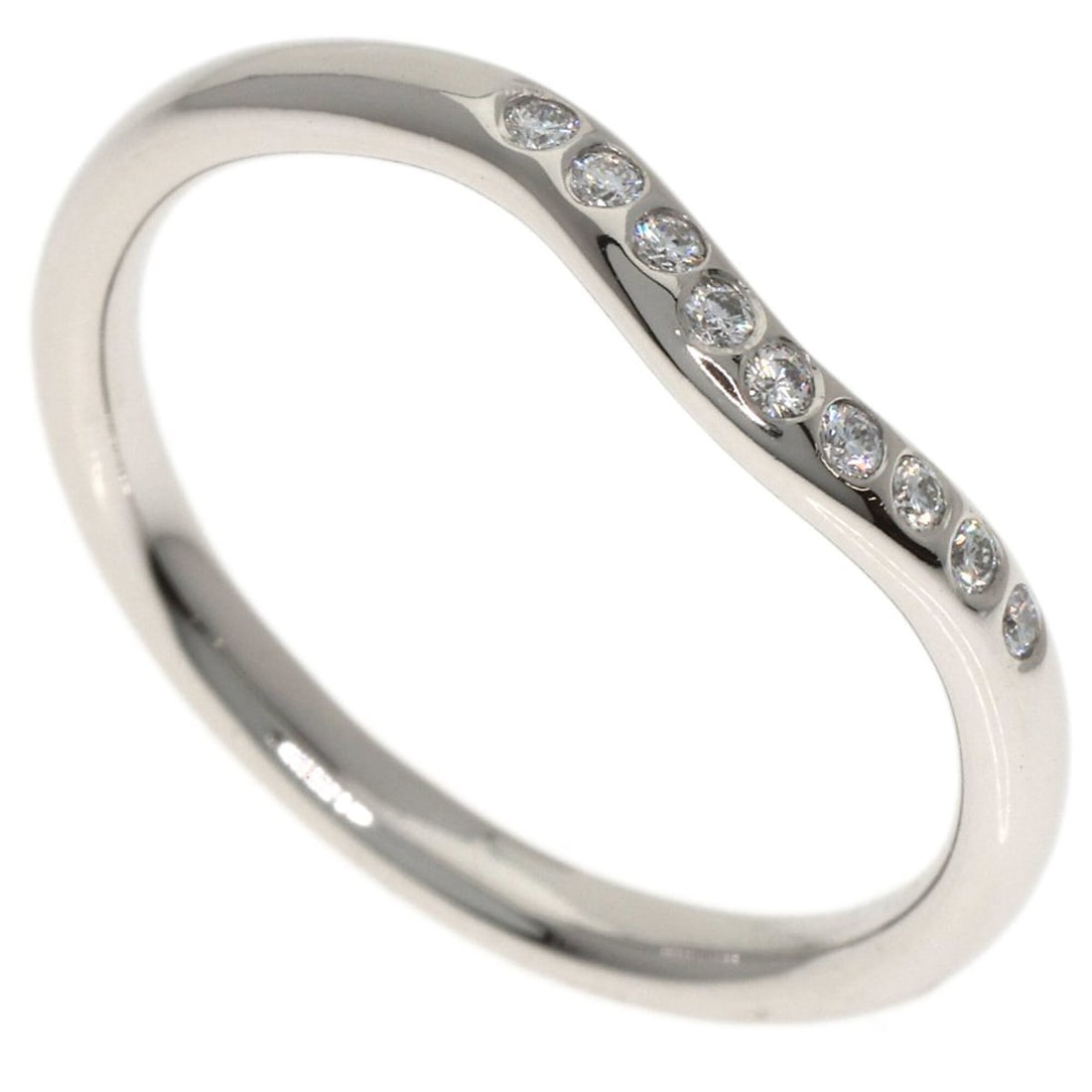 Tiffany & Co. Curved Band Diamond Ring, Platinum PT950, Women's. (1 of 19)