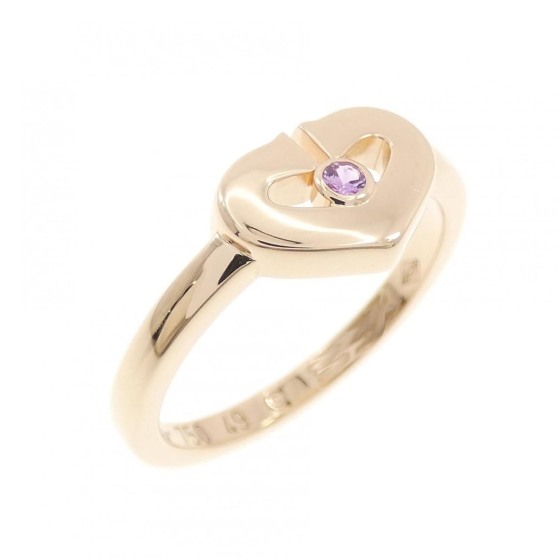 Cartier C Heart Ring: --- Catalog ---Category: SizeUS Size: 5Brand Size: 49Category: DesignType: Band ringGender: WomenMaterial: Pink gold (18K)Category: GeneralBrand: Cartier--- Item List ---Section: ConditionRanking: