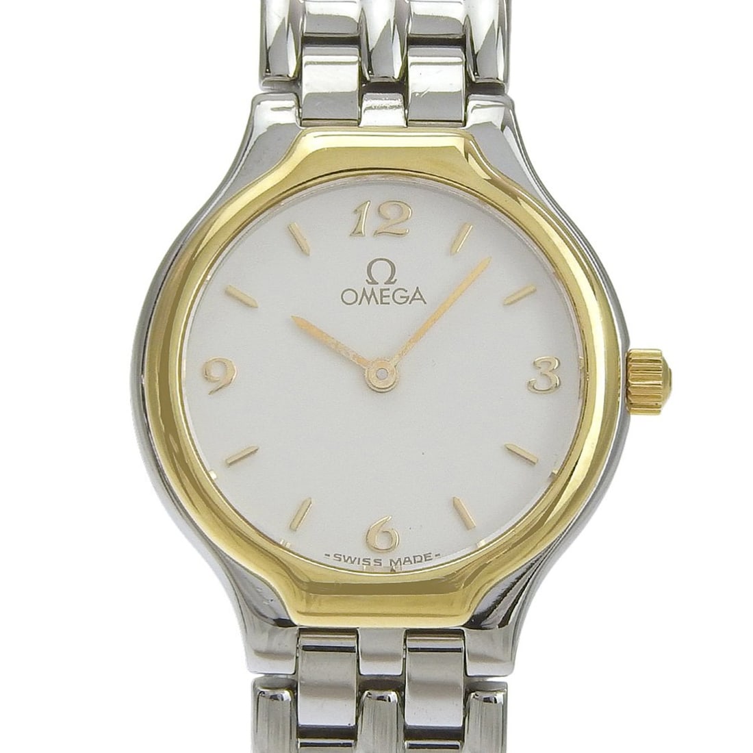 Omega De Ville watch, cal. 1455 4360.62, stainless steel, quartz, analog display, white dial,: --- Catalog ---Category: SizeWrist Size: 17cm / 6.69''Case Diameter: 23mm / 0.91''Category: DesignType: WristwatchGender: WomenColor (Dial): WhiteMaterial (Band): Stainless steelMaterial (Case): Stain