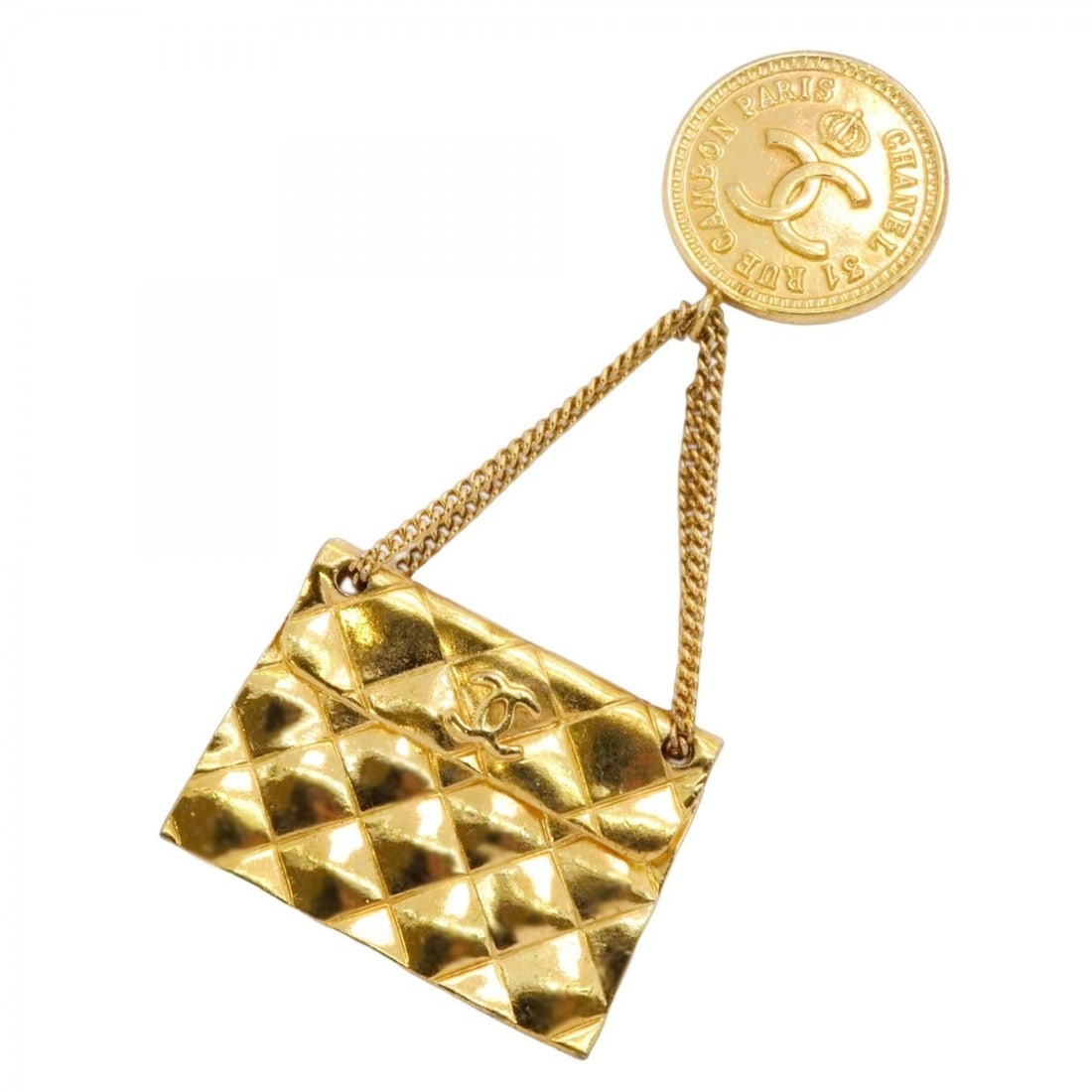 Chanel Brooch, Coco Mark, Matelassé, GP Plated, Gold, Women's (1 of 14)