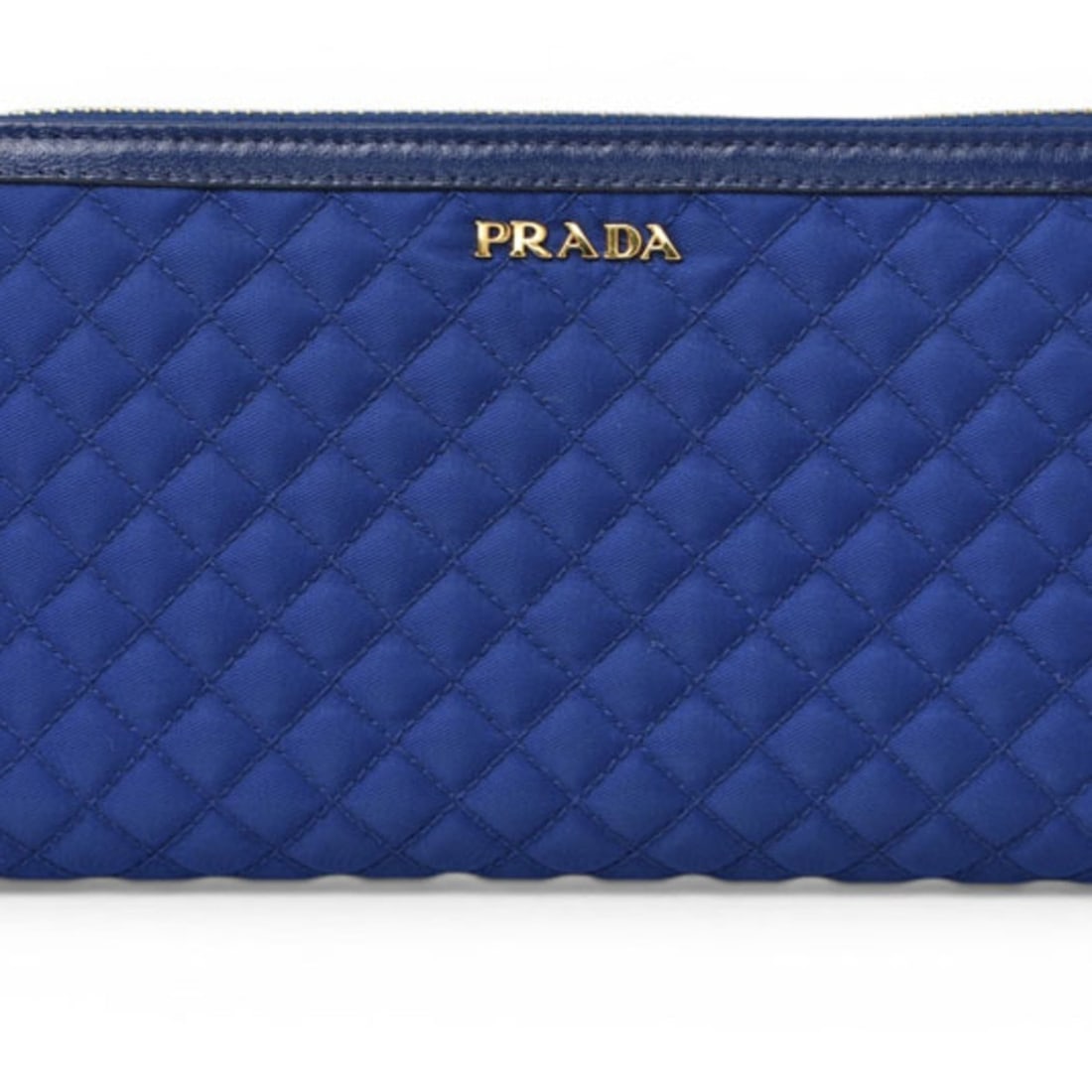 Prada Unused PRADA Long Wallet Round TESSUTO QUILTIN BLUETTE Quilted Blue 1M0506 (1 of 10)