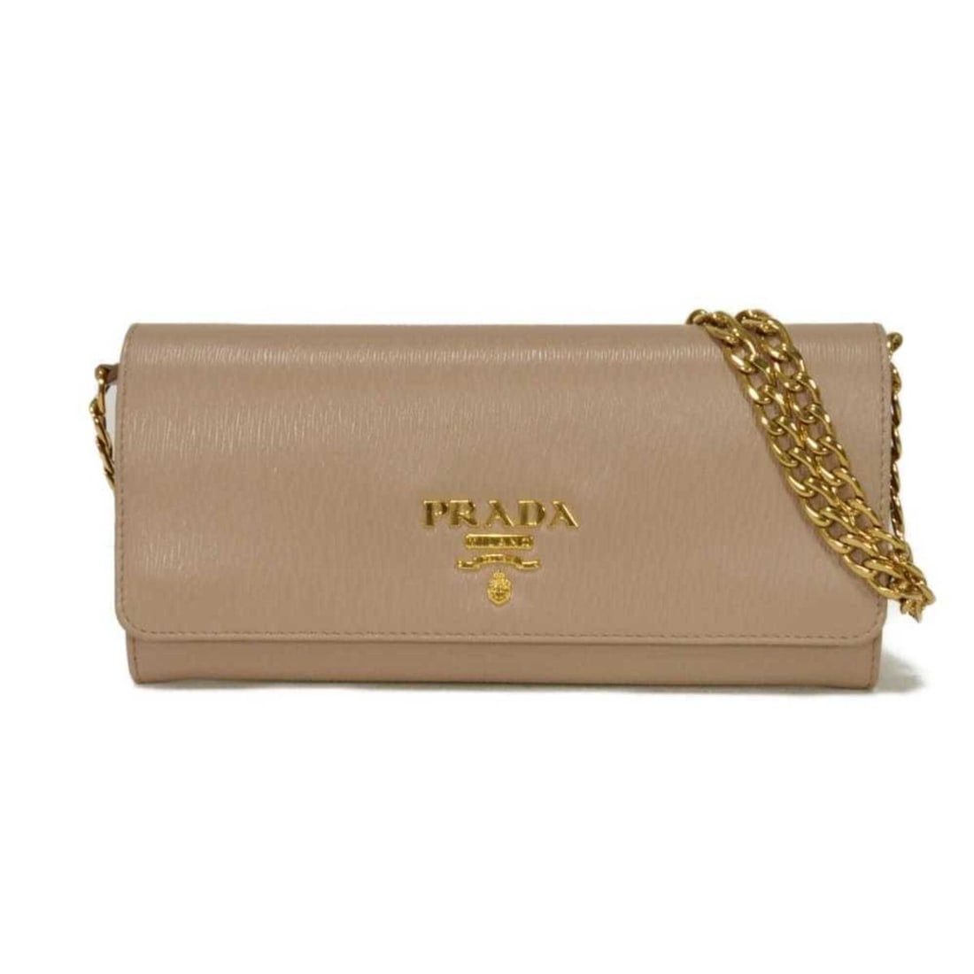 Prada PRADA Shoulder Bag Vitello Move Chain Wallet Calf Pink Beige 2-Way Clutch Metal Cameo 1MT290 (1 of 20)