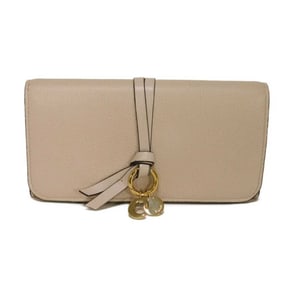 Chloé Chloe long wallet, alphabet flap initial medal C charm, wild grey, CHC21WP942 F57084 084,