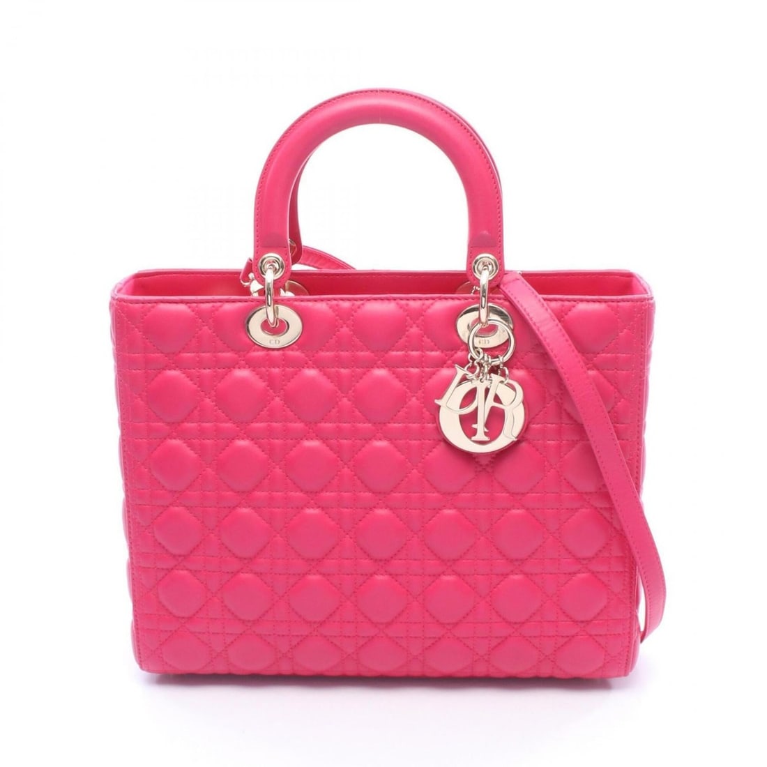 Christian Dior Dior Lady Large 2-Way Handbag, Leather, Women's, Pink (1 of 10)